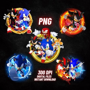 Sonic The Hedgehog PNG bundle,Sonic and Shadow PNG, Sonic 3 Shirt, High Quality,Cake Topper,Transparent Image,digital file, instant download