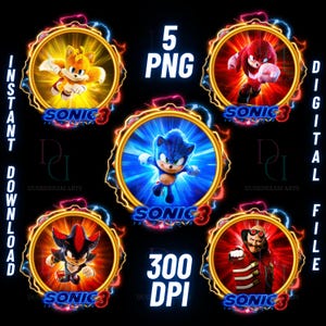Sonic The Hedgehog 3 PNG bundle,Sonic 3 characters PNG, Sonic 3 Movie png, High Quality, Sonic 3 printables, transparent, digital file, dtf