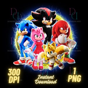 Sonic The Hedgehog PNG, Sonic 3 PNG, Sonic Shirt, High Quality, Cricut, Printable, Cake Topper,Transparent,Digital,Shadow,Knuckles,Tails,Amy