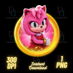 Amy Rose png, amy rose sonic png, Amy Rose Tshirt, digital file, instant download, high quality, cricut, sonic the hedgehog png, cake topper