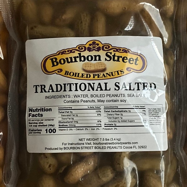 BOURBON STREET 1 lbs. Traditional salted boiled peanuts, Flavors like this you will only find in the French quarter.