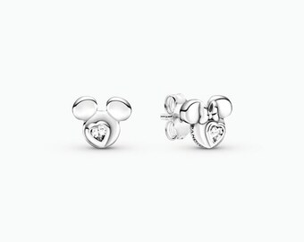 Pendientes Pandora con silueta de Mickey y Minnie Mouse