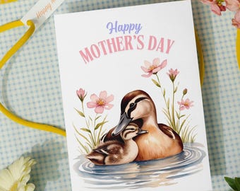 Duck Mom and Baby Mother's Day Card Set (Digital Download)