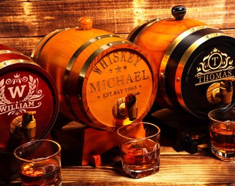 Personalized Engraved Whiskey Barrel 3L | Mini Wood Whiskey Barrel |Wedding Gift|Groomsmen Gift | Birthday Gift | Wood Barrel | Gift for Him