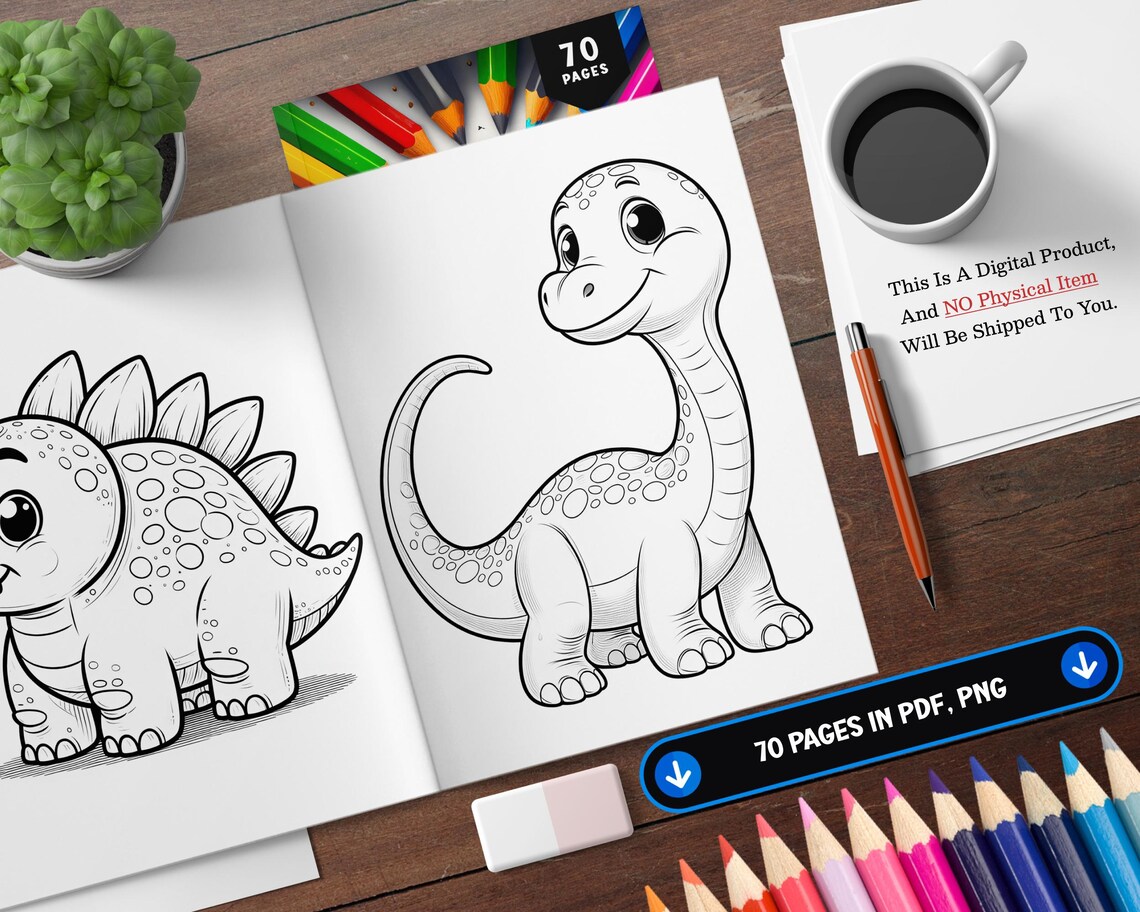 70 Simple Dinosaur Coloring Pages for Kids,bold and Easy Coloring Book ...