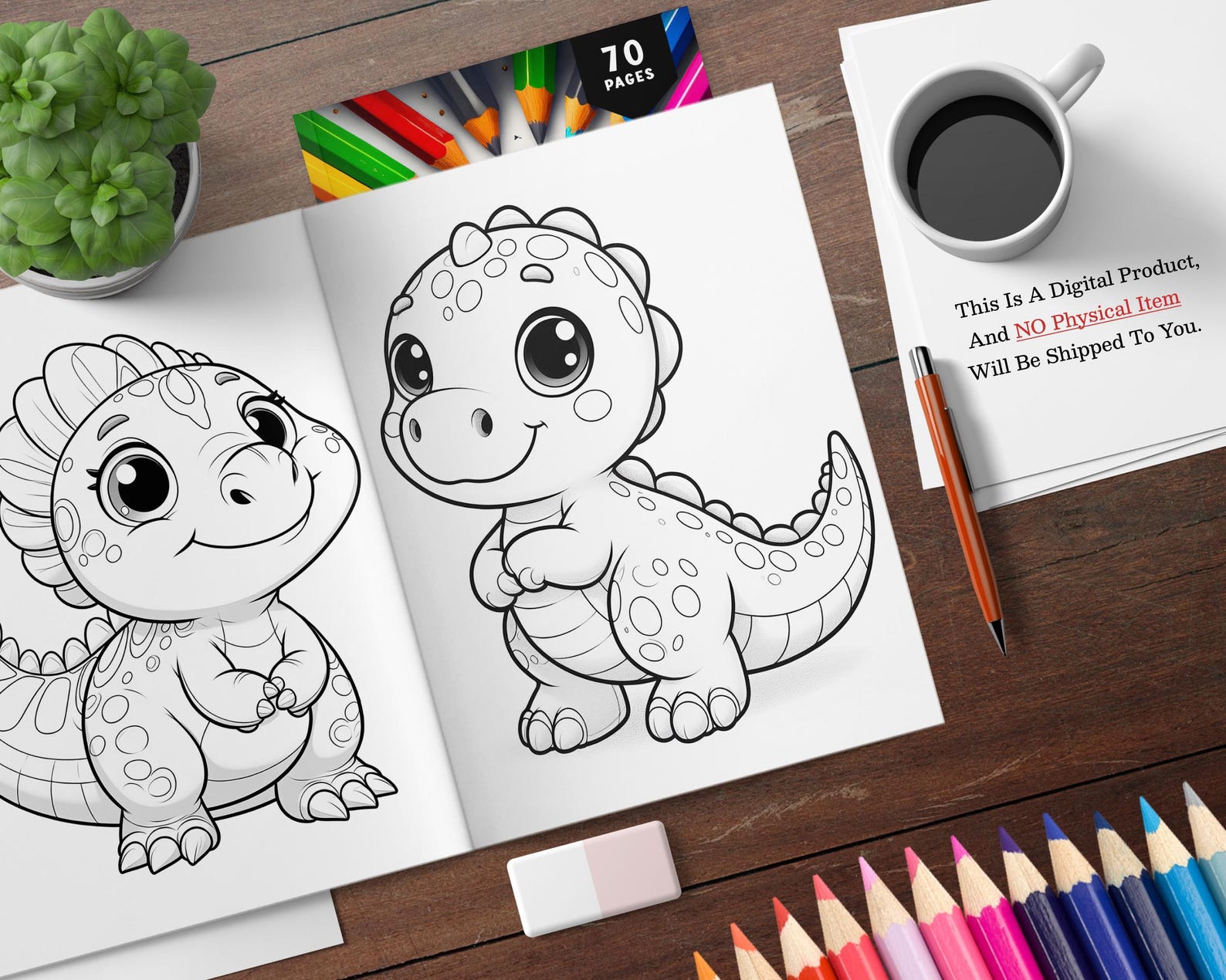 70 Simple Dinosaur Coloring Pages for Kids,bold and Easy Coloring Book ...
