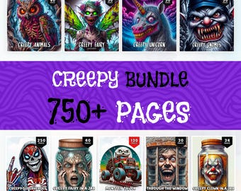 750+ Creepy Bundle Coloring Book, Horror Coloring Pages, Coloring Sheets, Creepy Coloring Pages, Horror Vibes Coloring, Monster Coloring