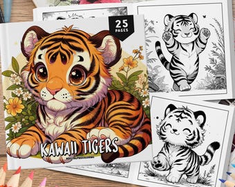 25 Kawaii Tiger Kolorowanki Dla Dzieci, Kolorowanki Małe Zwierzątka, Kawaii Kolorowanki, Arkusze Kolorowanek, Kolorowanki Dla Dzieci, Natychmiastowe Pobieranie