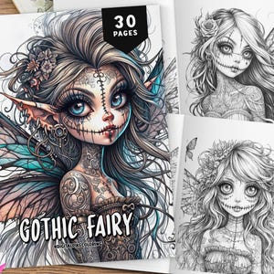 30 Gothic Fairy Coloring Pages, Grayscale Coloring, Coloring Sheets, Creepy Doll Coloring, Gothic Coloring Pages, Fairy Coloring