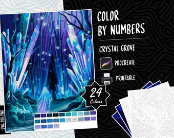 Landscape Coloring Paint by Numbers Color by Numbers Digital Coloring Procreate PDF Coloring Fantasy Coloring Crystal Dreamscape Coloring