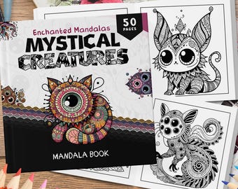 50 niedliche Kreaturen Mandala zum Ausmalen für Erwachsene & Kinder, Malseiten, zum Ausmalen, Muster, zum Ausmalen