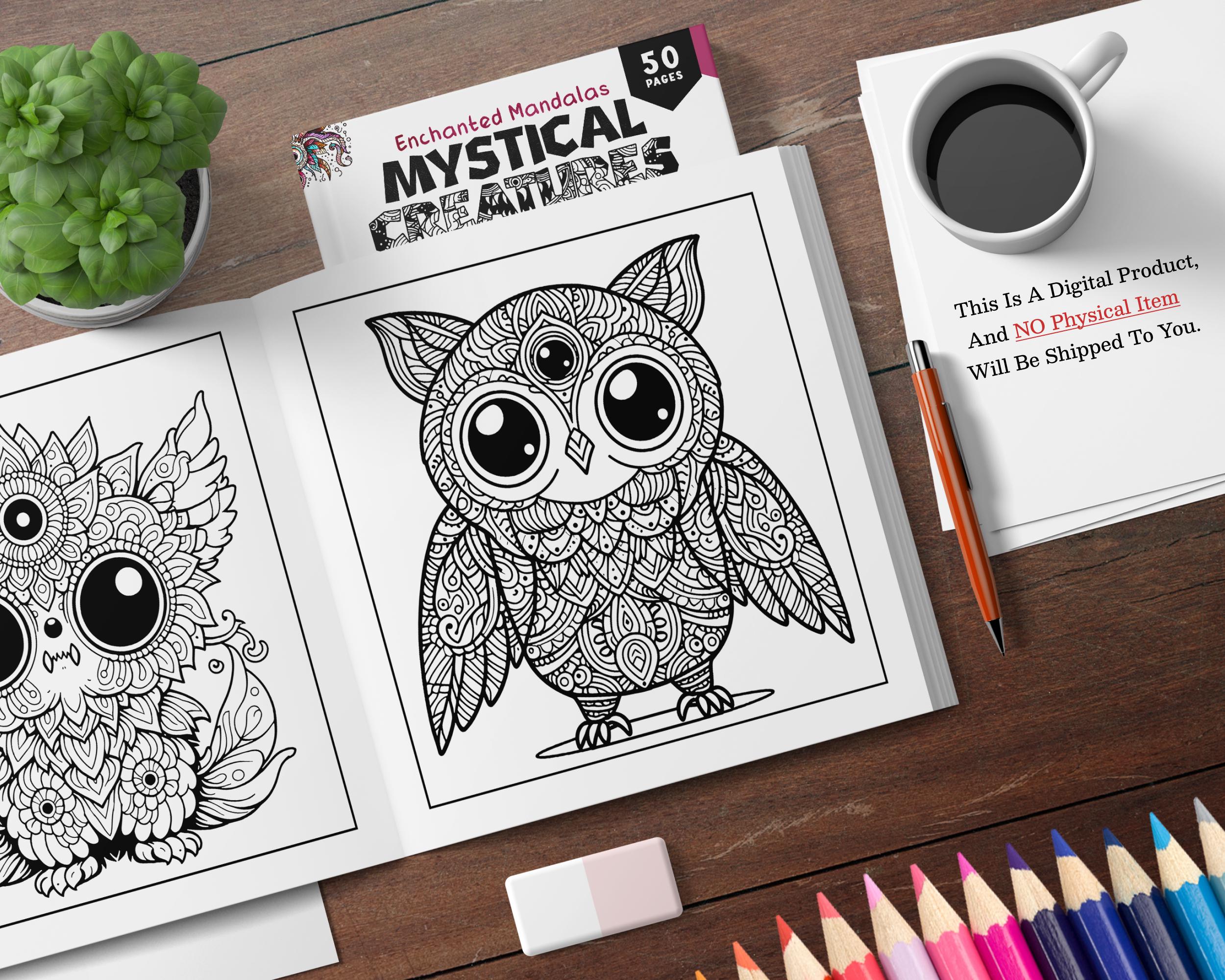50 Cute Creatures Mandala Coloring Pages for Adults & Kids, Coloring ...