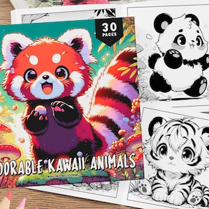 30 種類の愛らしいかわいい動物、赤ちゃん動物、子供向けの塗り絵、かわいい塗り絵、塗り絵シート、子供向けの塗り絵、即時ダウンロード