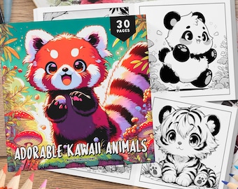 30 Adorable Kawaii Animals, Baby Animals, Coloring Pages For Kids, Kawaii Coloring Pages, Coloring Sheets, Kids Coloring, Instant Download