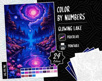 Color by Numbers, Digital Coloring, Paint by Numbers, Procreate Coloring Book, iPad Coloring Pages, Landscape Coloring by Numbers, iPad Pdf