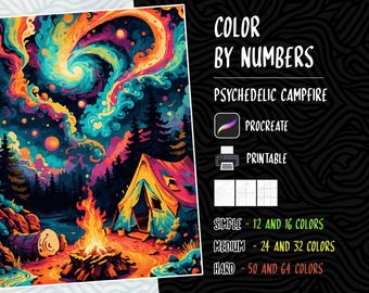 Color by Numbers, Paint by Numbers, Digital Coloring Pages, Procreate Coloring Book, Adults Coloring Book, Psychedelic Coloring by Numbers