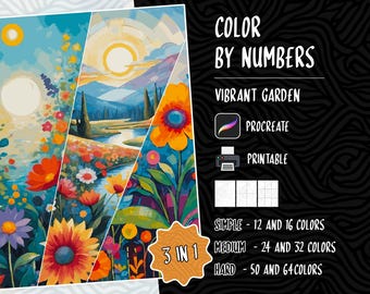 Color by Numbers, Paint by Numbers, Digital Coloring Pages, Procreate Coloring Book, Adults Coloring Book, Landscape Coloring by Numbers