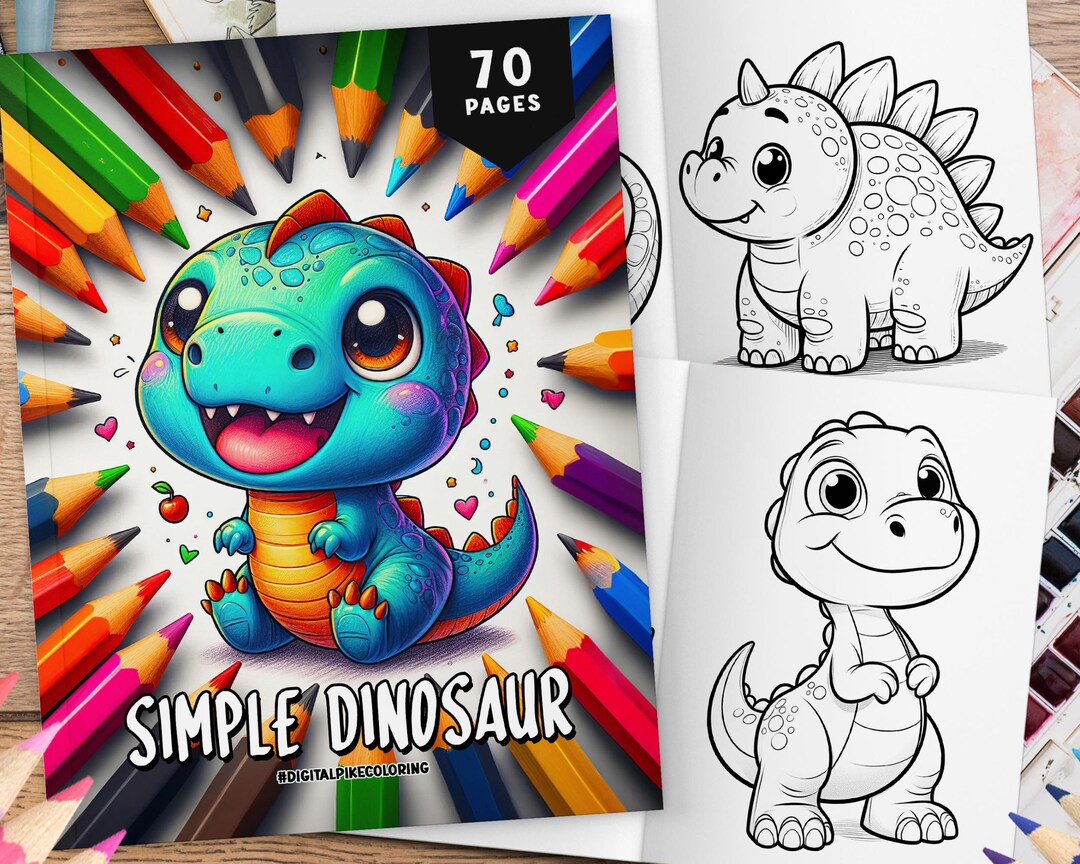 70 Simple Dinosaur Coloring Pages for Kids,bold and Easy Coloring Book ...