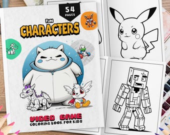 54 Video Games Coloring Book For Kids, Coloring Sheets, Coloring Pages For Toddlers, Fun Game Characters Coloring Pages, Kids Coloring Book