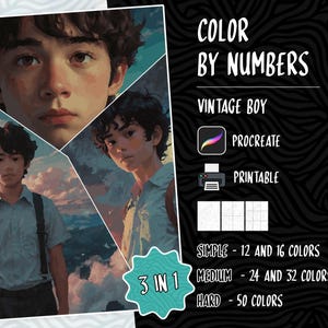 Color by Numbers, Digital Coloring Pages, Paint by Numbers, Procreate Coloring Book, Adults Coloring Book, Portrait Coloring by Numbers