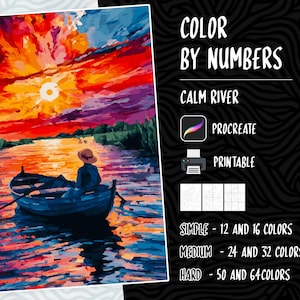 Color by Numbers, Paint by Numbers, Digital Coloring Pages, Procreate Coloring, Adults Coloring, Calm Coloring by Numbers, Relaxing Coloring