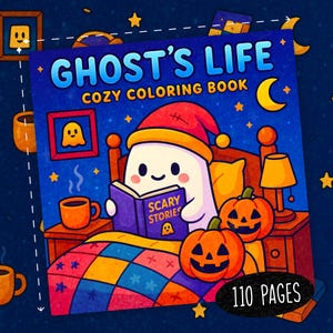 110 Ghost Life Coloring Book Cute Ghost Coloring Kids Coloring Pages Cozy Coloring Book Kawaii Ghost Activities Bold and Easy Coloring Pages