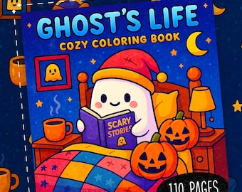 110 Ghost Life Coloring Book Cute Ghost Coloring Kids Coloring Pages Cozy Coloring Book Kawaii Ghost Activities Bold and Easy Coloring Pages