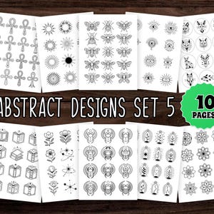 Modern Abstract Coloring Pages PDF – 10 Printable Pattern Sheets for Adults, Minimalist Line Art for Stress Relief and Art Therapy