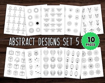 Modern Abstract Coloring Pages PDF – 10 Printable Pattern Sheets for Adults, Minimalist Line Art for Stress Relief and Art Therapy