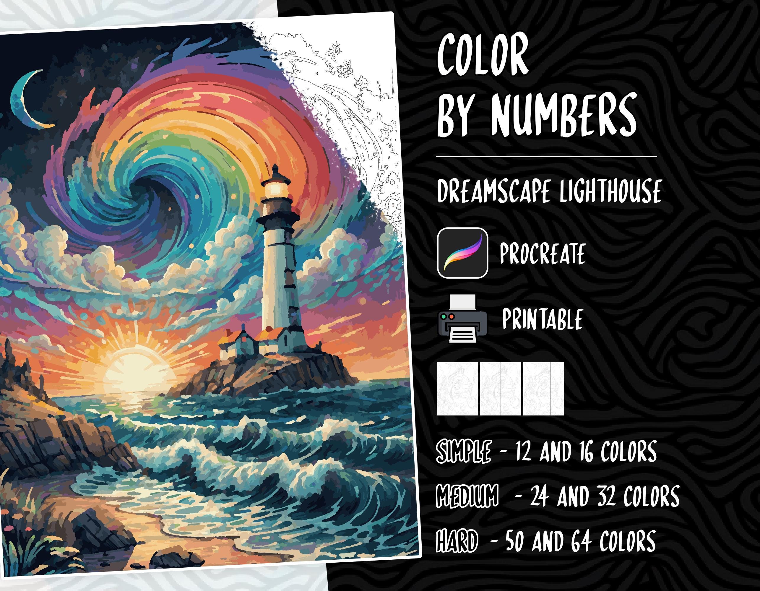 Color by Numbers Digital Coloring Pages for Adults | Printable & Procreate Paint by Numbers Fantasy Book - Image 1