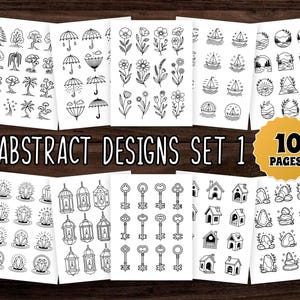 Abstract Pattern Coloring Pages PDF – 10 Printable Minimalist Line Art Sheets for Adults Relaxation, Mindfulness, and Stress Relief