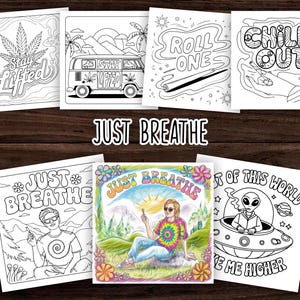 Páginas para colorear para adultos de Stoner, imprimibles en PDF, para colorear relajantes, atrevidos y fáciles, libro para colorear para aliviar el estrés, divertido y psicodélico