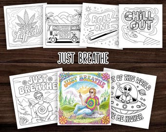Stoner Adult Coloring Pages Printable PDF Relaxing Coloring Bold and Easy Coloring Book Stress Relief Funny Trippy Psychedelic Coloring Book