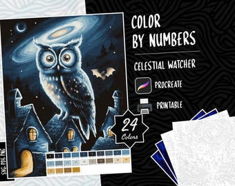 Fantasy Coloring Paint by Numbers Color by Numbers Digital Coloring Procreate PDF Coloring Celestial Watcher Coloring CBN Pdf Printable