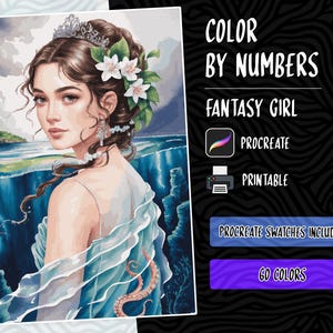 Color by Numbers for Adults, Paint by Number, Digital Coloring Pages, Procreate Coloring Book, Beautiful Women Coloring Beauties Girls