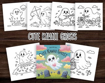 Bold and Easy Coloring Pages Cute Kawaii Ghost Coloring Printable PDF Jar Coloring Book Relaxing Coloring Cozy Book Bold and Easy PDF