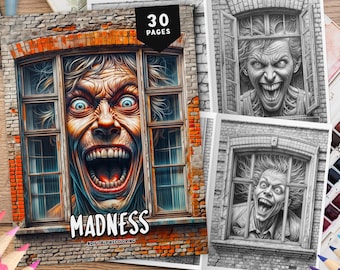 30 Emotional Panes: Madness Coloring Pages, Surrealism Coloring, Coloring Sheets, Creepy Coloring Book, Emotion Coloring, People Coloring