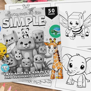 50 Simple Coloring Book For Kids, Coloring Sheets, Animals Coloring Pages For Toddlers, Cute Coloring for Kids, Printable PDF, Kids Coloring