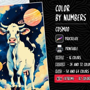 Color by Numbers Paint by Numbers Digital Coloring Pages Procreate Coloring Stress Relief Coloring Cosmoo Coloring Book iPad Coloring Book