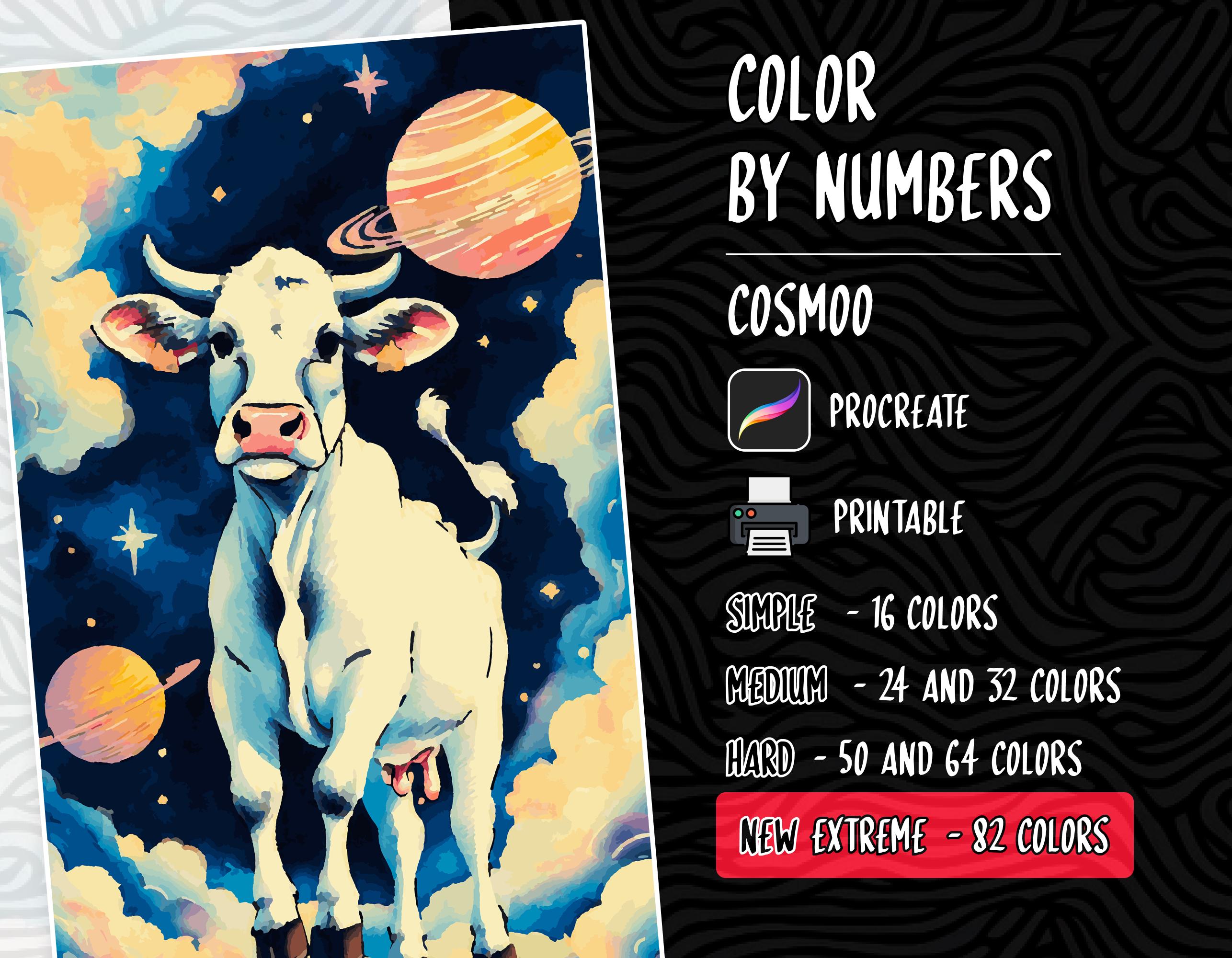 Colorear por números para imprimir y páginas Procreate | Libro de pintura por números digital para iPad y alivio del estrés