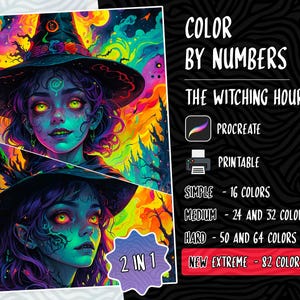 Color by Numbers, Digital Coloring Pages, Paint by Numbers, Procreate Coloring Book, Adults Coloring Book, Halloween Coloring