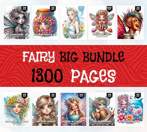 1300 Fairy Coloring Book, Bundle Coloring, Grayscale Coloring Book, Coloring Sheets, Girls Coloring, Fantasy Coloring, Fairy Coloring Book