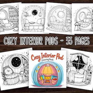 Bold and Easy Cozy Interior Pods Coloring Book Relaxing & Aesthetic Interior Spaces for Adults And Teens Simple Cozy Coloring Printable PDF