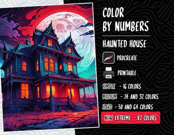 Color by Numbers, Digital Coloring Pages, Paint by Numbers, Procreate Coloring Book, Adults Coloring Book, Halloween Coloring