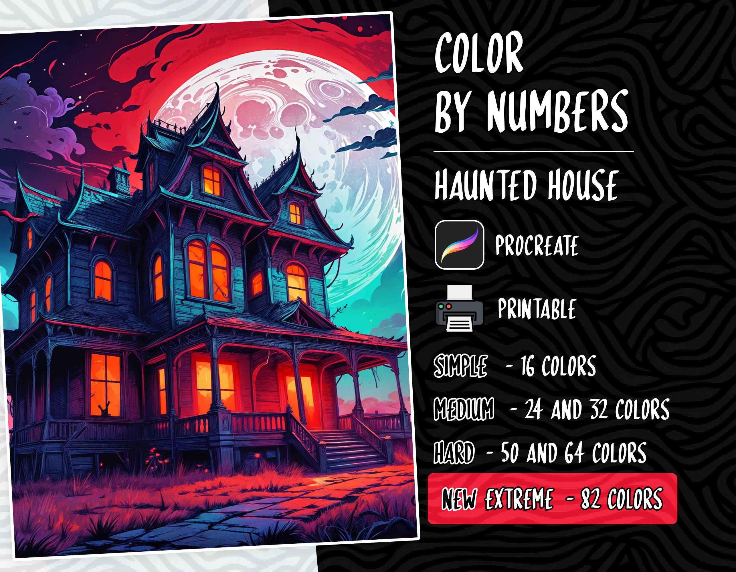Color by Numbers Digital Coloring Pages for Adults & Kids | Printable PDF, PNG, SVG, Procreate Paint by Numbers | Halloween Coloring Book - Image 1