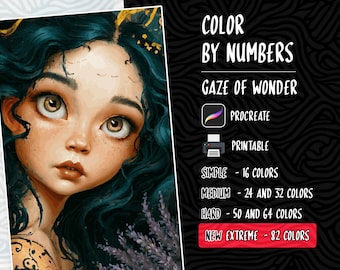 Colorear por números, pintar por números, páginas para colorear digitales, colorear con Procreate, colorear para aliviar el estrés, colorear, libro para colorear para mujeres, iPad