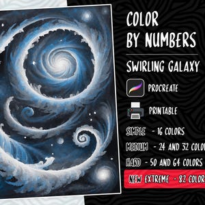Color by Numbers, Digital Coloring Pages, Paint by Numbers, Procreate Coloring Book, iPad Coloring, Printable, Fantasy, Galaxy Coloring Book