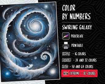 Kleur op nummer, Digitale kleurplaten, Verf op nummer, Procreate Coloring Book, iPad Coloring, Printable, Fantasy, Galaxy Coloring Book