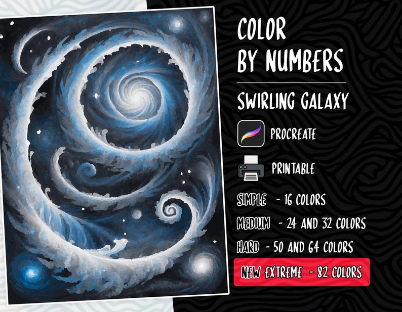 Color by Numbers, Digital Coloring Pages, Paint by Numbers, Procreate Coloring Book, iPad Coloring, Printable, Fantasy, Galaxy Coloring Book