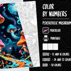 Color by Numbers, Digital Coloring Pages, Paint by Numbers, Procreate Coloring Book, Adults Coloring Book, Psychedelic Coloring by Number